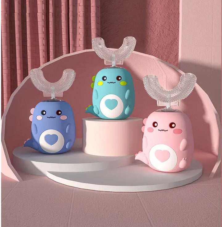 Kids U-Shaped Electric Toothbrush – 360° Automatic Ultrasonic Toothbrush for Toddlers &amp; Children (Food-Grade Silicone) Fashionpy