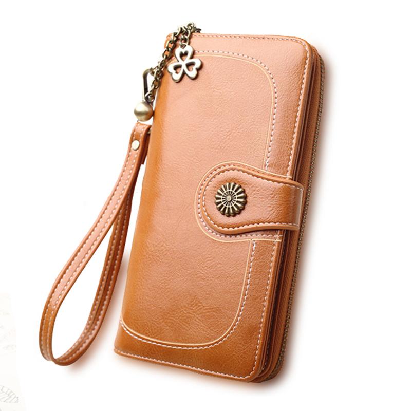 Split Leather Long Wallet for Women Fashionpy