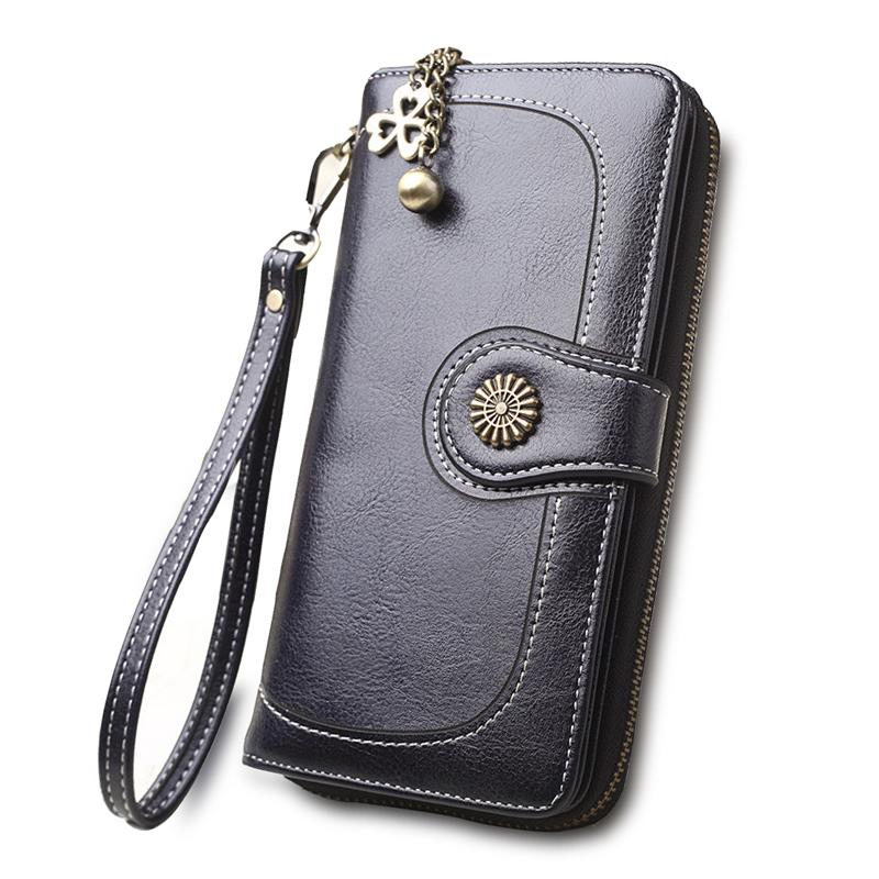 Split Leather Long Wallet for Women Fashionpy