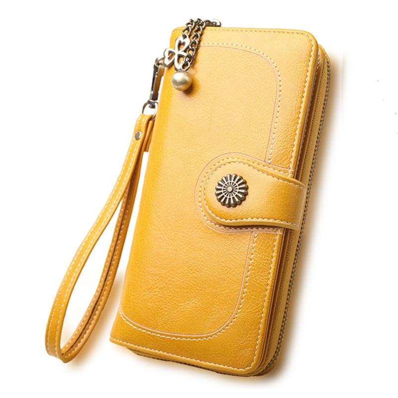 Split Leather Long Wallet for Women Fashionpy