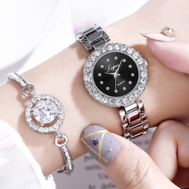 Watches-Set Bangle Clock Bracelet Wrist-Watch Quartz Women Fashion Ladies Brand Luxury Fashionpy