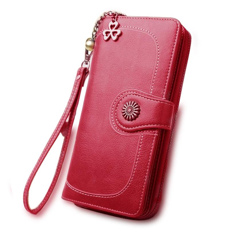 Split Leather Long Wallet for Women Fashionpy
