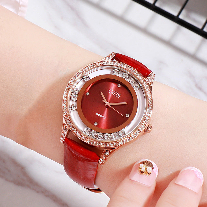 GEDI Double-Diamond Leather Belt All-Match Watch For Women Fashionpy