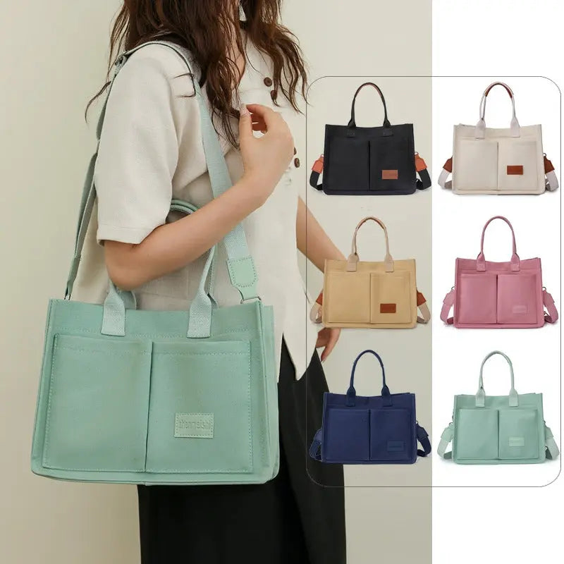 Casual Daily Canvas Tote Shoulder Bags Women Mommy Bag Large Capacity Messenger Multi Pocket Crossbody Chic Reusable Hand Bag Fashionpy
