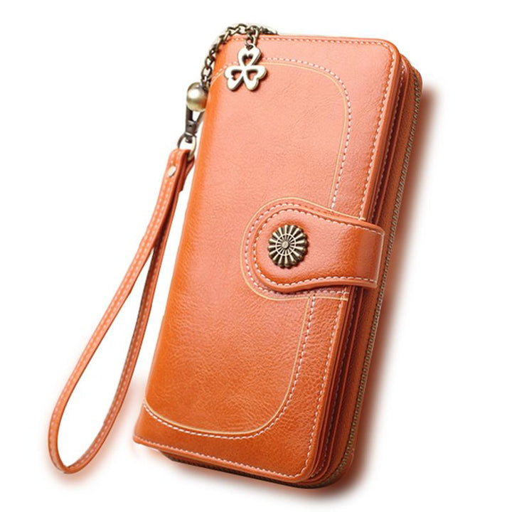 Split Leather Long Wallet for Women Fashionpy