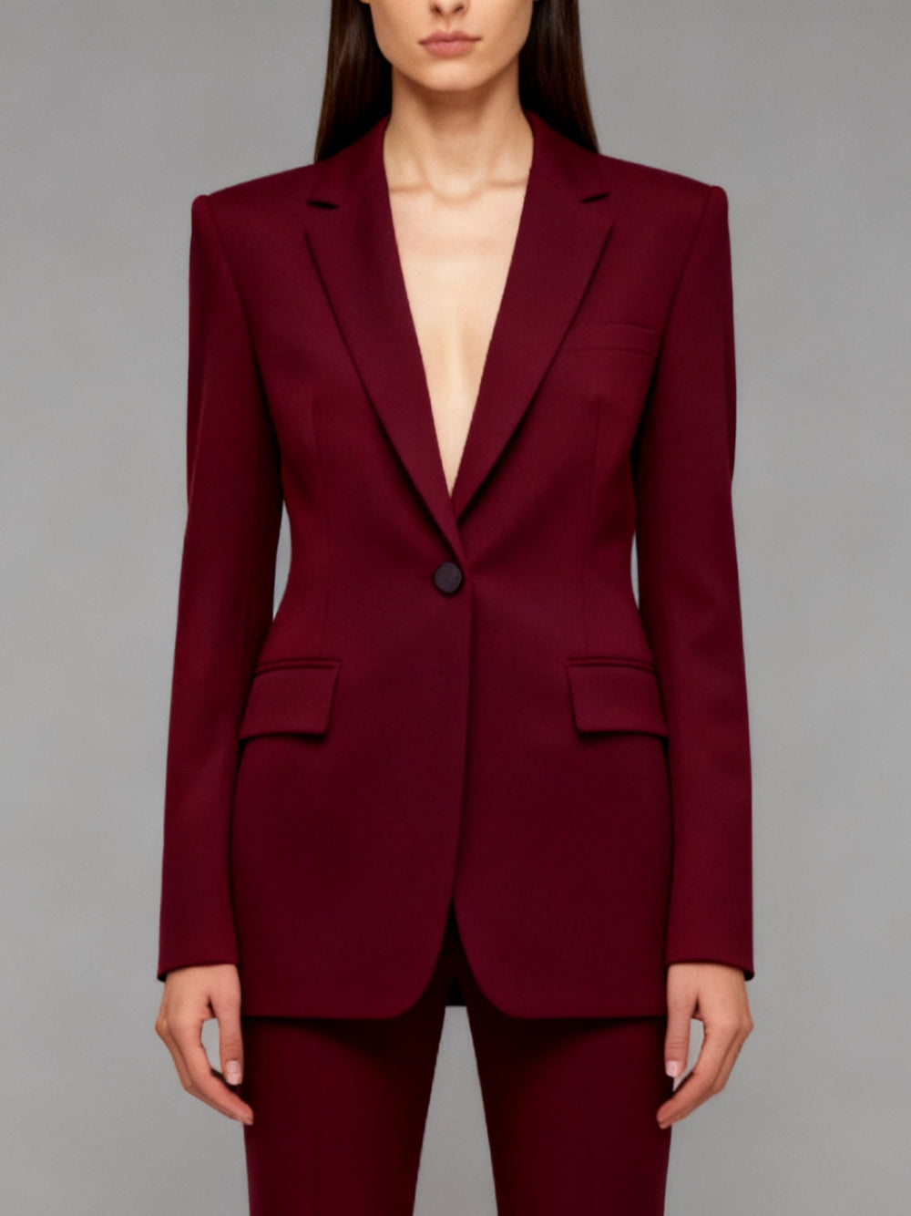 Power Of Earth Burgundy Sculpted 2-Piece Suit Fashionpy