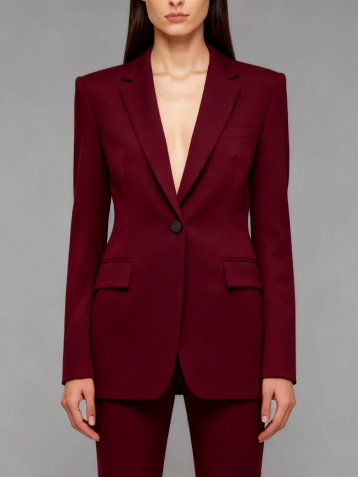 Power Of Earth Burgundy Sculpted 2-Piece Suit Fashionpy