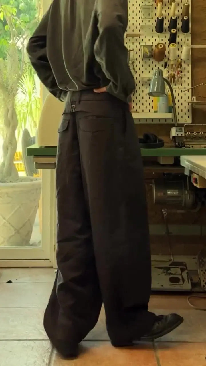 Casual Single-breasted Linen Wide-leg Pants Fashionpy