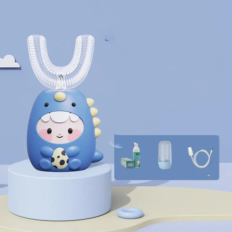 Kids U-Shaped Electric Toothbrush – 360° Automatic Ultrasonic Toothbrush for Toddlers &amp; Children (Food-Grade Silicone) Fashionpy