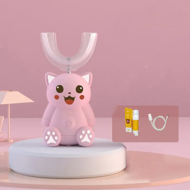 Kids U-Shaped Electric Toothbrush – 360° Automatic Ultrasonic Toothbrush for Toddlers &amp; Children (Food-Grade Silicone) Fashionpy