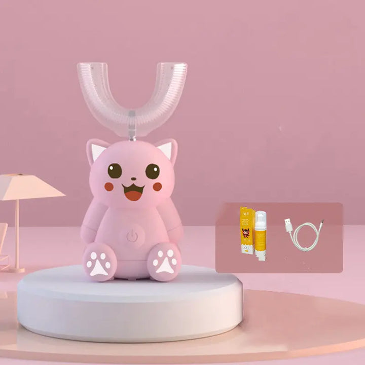 Kids U-Shaped Electric Toothbrush – 360° Automatic Ultrasonic Toothbrush for Toddlers &amp; Children (Food-Grade Silicone) Fashionpy