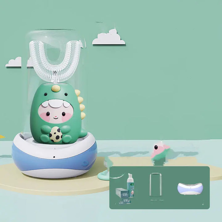 Kids U-Shaped Electric Toothbrush – 360° Automatic Ultrasonic Toothbrush for Toddlers &amp; Children (Food-Grade Silicone) Fashionpy