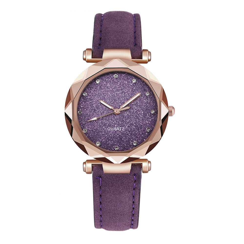 Casual Women Romantic Starry Sky Wrist Watch Leather Rhinestone Designer Ladies Clock Fashionpy