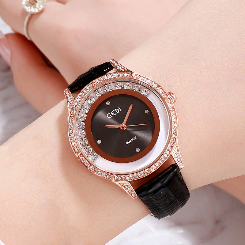 GEDI Double-Diamond Leather Belt All-Match Watch For Women Fashionpy