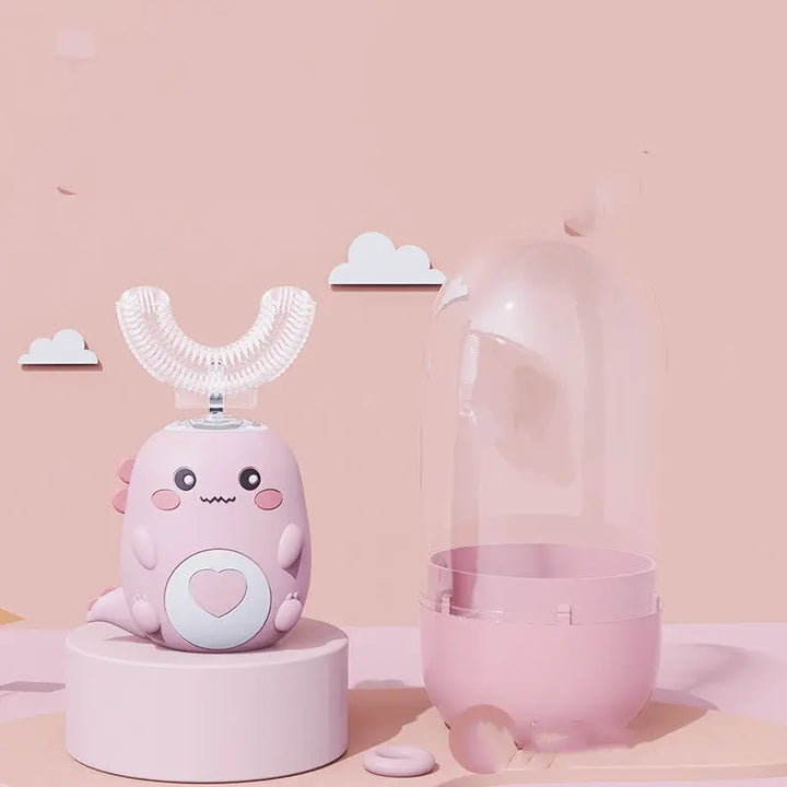 Kids U-Shaped Electric Toothbrush – 360° Automatic Ultrasonic Toothbrush for Toddlers &amp; Children (Food-Grade Silicone) Fashionpy