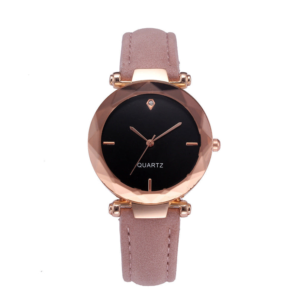 Fashionable Couples Waterdrop-Cut Diamond Frosted Leather Strap Quartz Rhombus Watch For Women Fashionpy