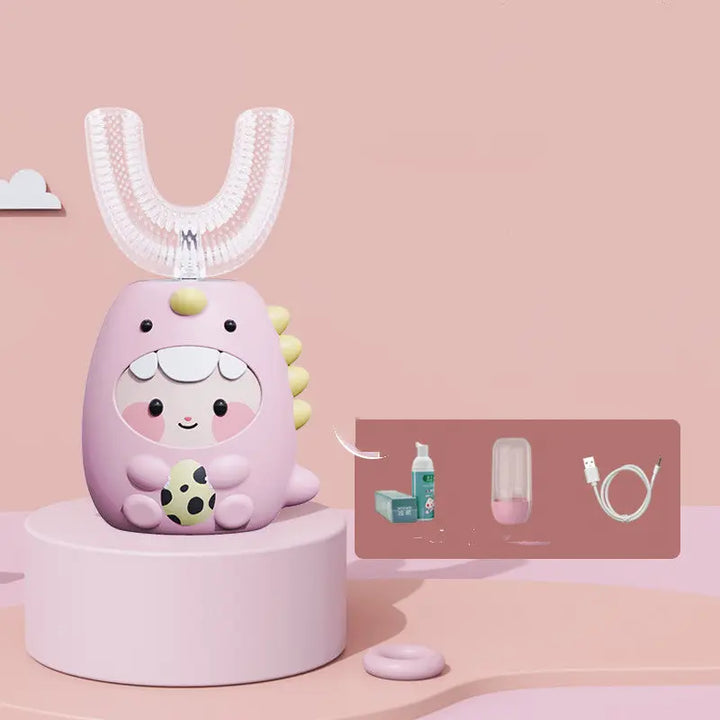 Kids U-Shaped Electric Toothbrush – 360° Automatic Ultrasonic Toothbrush for Toddlers &amp; Children (Food-Grade Silicone) Fashionpy