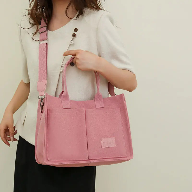 Casual Daily Canvas Tote Shoulder Bags Women Mommy Bag Large Capacity Messenger Multi Pocket Crossbody Chic Reusable Hand Bag Fashionpy