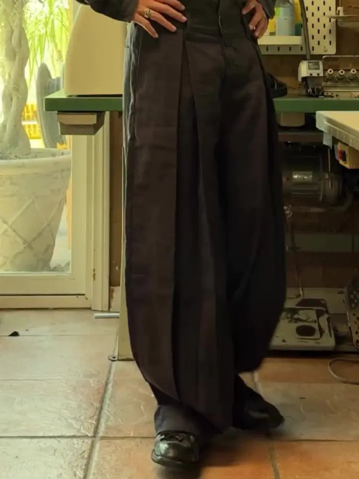 Casual Single-breasted Linen Wide-leg Pants Fashionpy