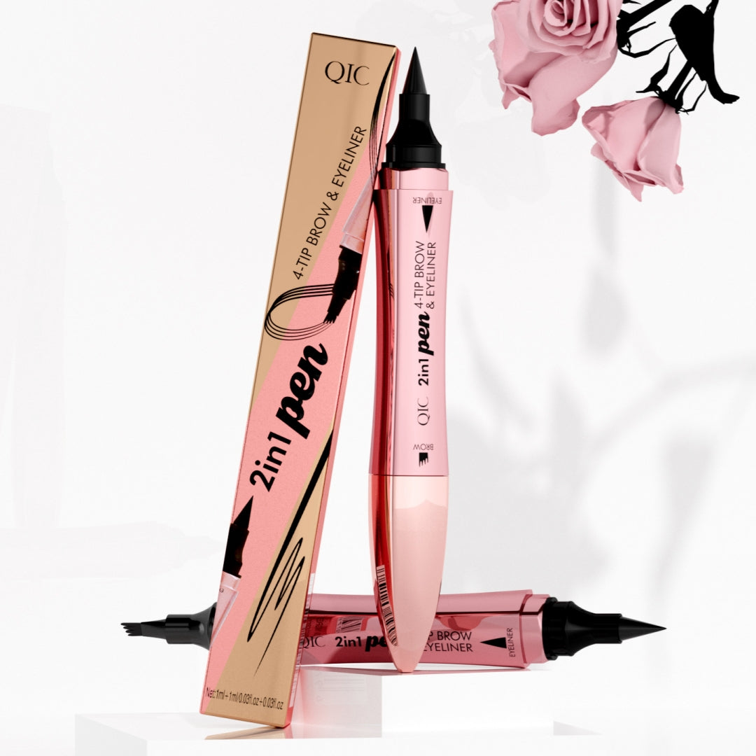 Double-headed 3D Micro-carved Liquid Four-fork Eyebrow Pencil Eyeliner 2-in-one Dual-purpose Eye Fashionpy